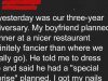 I Thought Our Anniversary Dinner Would Be a Proposal – But My Boyfriend Left Me Sh0cked Instead