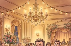 The bride kissed her father gently and placed something small in his hand.