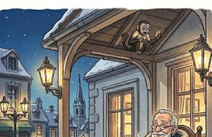 His grandpa sitting on the porch in a rocking chair