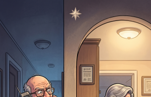 An old man notices that his wife is having trouble hearing.
