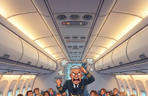 A blonde gets an opportunity to fly to a nearby country.